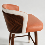 Luxury Walnut-Back Bar & Counter Stool – Microfiber Leather, Beech Wood Legs, 65/78 cm Seat Height - StoolTopia