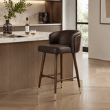 Luxury Walnut-Back Bar & Counter Stool – Microfiber Leather, Beech Wood Legs, 65/78 cm Seat Height - StoolTopia