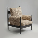 Mid - Century Accent Lounge Chair | Jacquard Fabric, Solid Rubber Wood, Optional Ottoman & Side Table - StoolTopia
