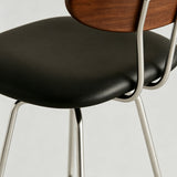 Mid-Century Minimalist Steel Frame Bar Stool with Wooden Backrest & Soft PU Seat - StoolTopia