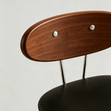 Mid-Century Minimalist Steel Frame Bar Stool with Wooden Backrest & Soft PU Seat - StoolTopia