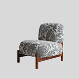 Mid - Century Modern Accent Chair with Carbon Steel Legs & Retro Jacquard Upholstery - StoolTopia