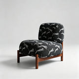 Mid-Century Modern Accent Chair with Carbon Steel Legs & Retro Jacquard Upholstery - StoolTopia