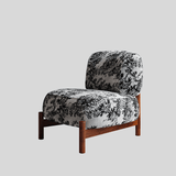 Mid - Century Modern Accent Chair with Carbon Steel Legs & Retro Jacquard Upholstery - StoolTopia