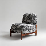 Mid-Century Modern Accent Chair with Carbon Steel Legs & Retro Jacquard Upholstery - StoolTopia
