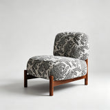 Mid-Century Modern Accent Chair with Carbon Steel Legs & Retro Jacquard Upholstery - StoolTopia