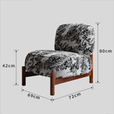 Mid - Century Modern Accent Chair with Carbon Steel Legs & Retro Jacquard Upholstery - StoolTopia