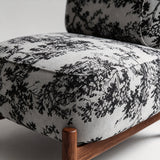 Mid-Century Modern Accent Chair with Carbon Steel Legs & Retro Jacquard Upholstery - StoolTopia