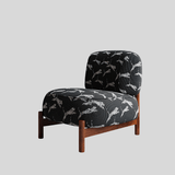 Mid - Century Modern Accent Chair with Carbon Steel Legs & Retro Jacquard Upholstery - StoolTopia