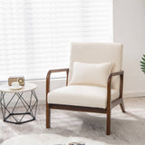 Mid - Century Modern Armchair with Wooden Frame and Cushioned Seat - StoolTopia