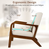 Mid - Century Modern Armchair with Wooden Frame and Cushioned Seat - StoolTopia