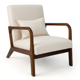 Mid - Century Modern Armchair with Wooden Frame and Cushioned Seat - StoolTopia