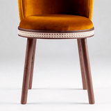 Mid-Century Modern Bar Chair Alma with Velvet, Walnut Wood and Brass - StoolTopia