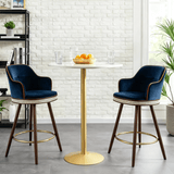 Mid-Century Modern Bar Chair Alma with Velvet, Walnut Wood and Brass - StoolTopia