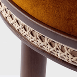 Mid - Century Modern Bar Chair Alma with Velvet, Walnut Wood and Brass - StoolTopia