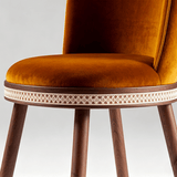 Mid-Century Modern Bar Chair Alma with Velvet, Walnut Wood and Brass - StoolTopia