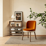 Mid-Century Modern Bar Chair Alma with Velvet, Walnut Wood and Brass - StoolTopia