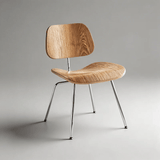 Mid - Century Modern Bentwood Dining Chair – Molded Plywood Seat, Chrome/Black Metal Legs - StoolTopia