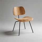 Mid - Century Modern Bentwood Dining Chair – Molded Plywood Seat, Chrome/Black Metal Legs - StoolTopia
