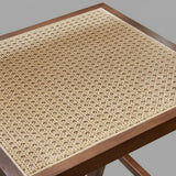 Mid - Century Modern Rattan and Wood Bar Stool with Armrests - StoolTopia