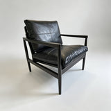 Mid-Century Modern Solid Wood Microfiber Leather Armchair - StoolTopia