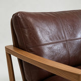 Mid-Century Modern Solid Wood Microfiber Leather Armchair - StoolTopia