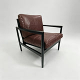 Mid-Century Modern Solid Wood Microfiber Leather Armchair - StoolTopia