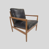Mid - Century Modern Solid Wood Microfiber Leather Armchair - StoolTopia