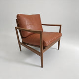 Mid-Century Modern Solid Wood Microfiber Leather Armchair - StoolTopia