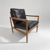 Mid-Century Modern Solid Wood Microfiber Leather Armchair - StoolTopia