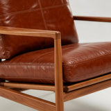 Mid-Century Solid Wood Leather Sofa - Premium Lounge Couch - StoolTopia