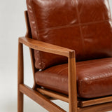 Mid-Century Solid Wood Leather Sofa - Premium Lounge Couch - StoolTopia