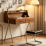 Mid-Century Solid Wood Vanity Desk with Leather Stool | Alice Vanity Table | STOOLTOPIA - StoolTopia