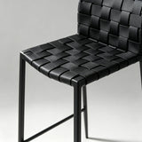 Minimalist Saddle-Leather Woven Bar Stool – Metal Frame, Hand-Crafted Weave, Ideal for Kitchen Islands & Modern Interiors - StoolTopia