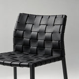 Minimalist Saddle-Leather Woven Bar Stool – Metal Frame, Hand-Crafted Weave, Ideal for Kitchen Islands & Modern Interiors - StoolTopia