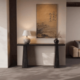 Minimalist Solid Wood Console Table – New Chinese Style in Black & Walnut - StoolTopia