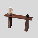 Minimalist Solid Wood Console Table – New Chinese Style in Black & Walnut - StoolTopia