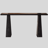 Minimalist Solid Wood Console Table – New Chinese Style in Black & Walnut - StoolTopia