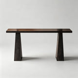 Minimalist Solid Wood Console Table – New Chinese Style in Black & Walnut - StoolTopia