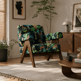 Modern Accent Chair - Designer Upholstered Lounge Chair with Solid Oak Wood Frame - StoolTopia
