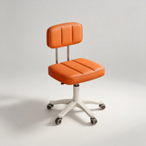 Modern Adjustable Vanity Chair with Backrest – Compact Swivel Makeup & Nail Stool, PU Leather, 360° Rotation, Ergonomic Design