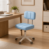 Modern Adjustable Vanity Chair with Backrest – Compact Swivel Makeup & Nail Stool, PU Leather, 360° Rotation, Ergonomic Design - StoolTopia