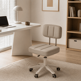Modern Adjustable Vanity Chair with Backrest – Compact Swivel Makeup & Nail Stool, PU Leather, 360° Rotation, Ergonomic Design - StoolTopia