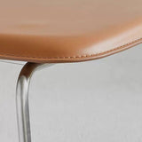 Modern Brown Leather Dining Chair with Sleek Metal Legs - StoolTopia