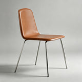 Modern Brown Leather Dining Chair with Sleek Metal Legs - StoolTopia
