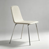 Modern Brown Leather Dining Chair with Sleek Metal Legs - StoolTopia