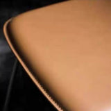 Modern Brown Leather Dining Chair with Sleek Metal Legs - StoolTopia
