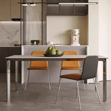Modern Brown Leather Dining Chair with Sleek Metal Legs - StoolTopia