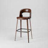 Modern Curved - Back Bar Stool - Adjustable Height with Fabric or Leather Upholstery - StoolTopia