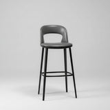 Modern Curved - Back Bar Stool - Adjustable Height with Fabric or Leather Upholstery - StoolTopia
